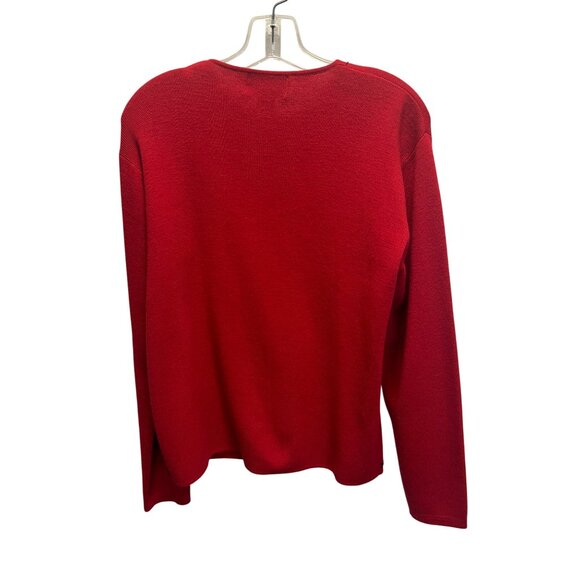 Silk Club Red Cardigan With Black Floral Beaded Embroidery Womens Medium Long - Picture 2 of 7